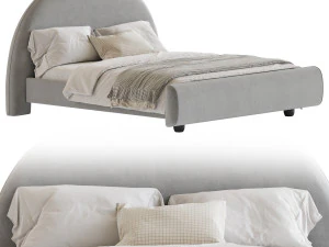 Desirae Flannelette Round Shaped Headboard Bed Frame King 3D Model