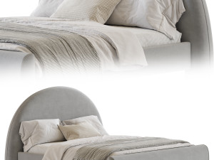 Desirae Flannelette Round Shaped Headboard Bed Frame King Modelo 3D