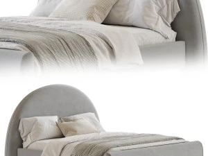 Desirae Flannelette Round Shaped Headboard Bed Frame King 3D Model