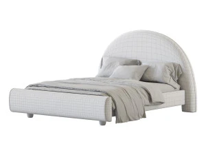 Desirae Flannelette Round Shaped Headboard Bed Frame King 3D Model