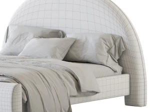 Desirae Flannelette Round Shaped Headboard Bed Frame King 3D Model