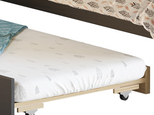 Twin Size Platform Bed Wood Bed Frame with Trundle Model 3D