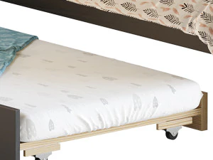 Twin Size Platform Bed Wood Bed Frame with Trundle 3D Model