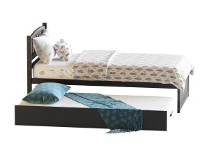Twin Size Platform Bed Wood Bed Frame with Trundle 3D Model