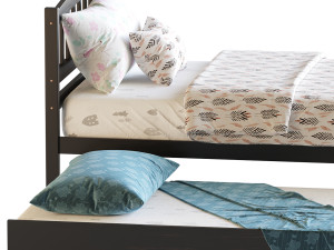Twin Size Platform Bed Wood Bed Frame with Trundle Model 3D