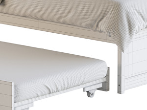 Twin Size Platform Bed Wood Bed Frame with Trundle Model 3D