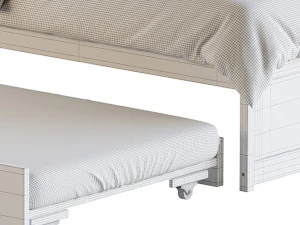 Twin Size Platform Bed Wood Bed Frame with Trundle 3D Model