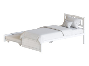 Twin Size Platform Bed Wood Bed Frame with Trundle Model 3D