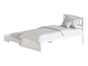 Twin Size Platform Bed Wood Bed Frame with Trundle 3D Model