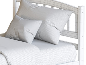 Twin Size Platform Bed Wood Bed Frame with Trundle Model 3D