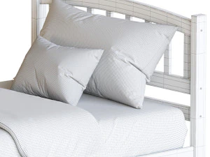 Twin Size Platform Bed Wood Bed Frame with Trundle 3D Model