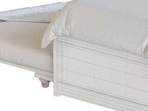 Twin Size Platform Bed Wood Bed Frame with Trundle Model 3D