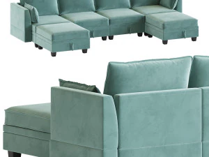 Sectional Sofa Convertible Sofa Bed 3D Model