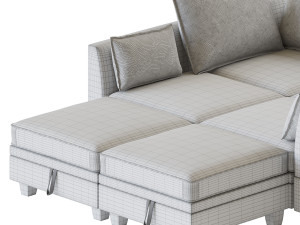 Sectional Sofa Convertible Sofa Bed 2 3D Model