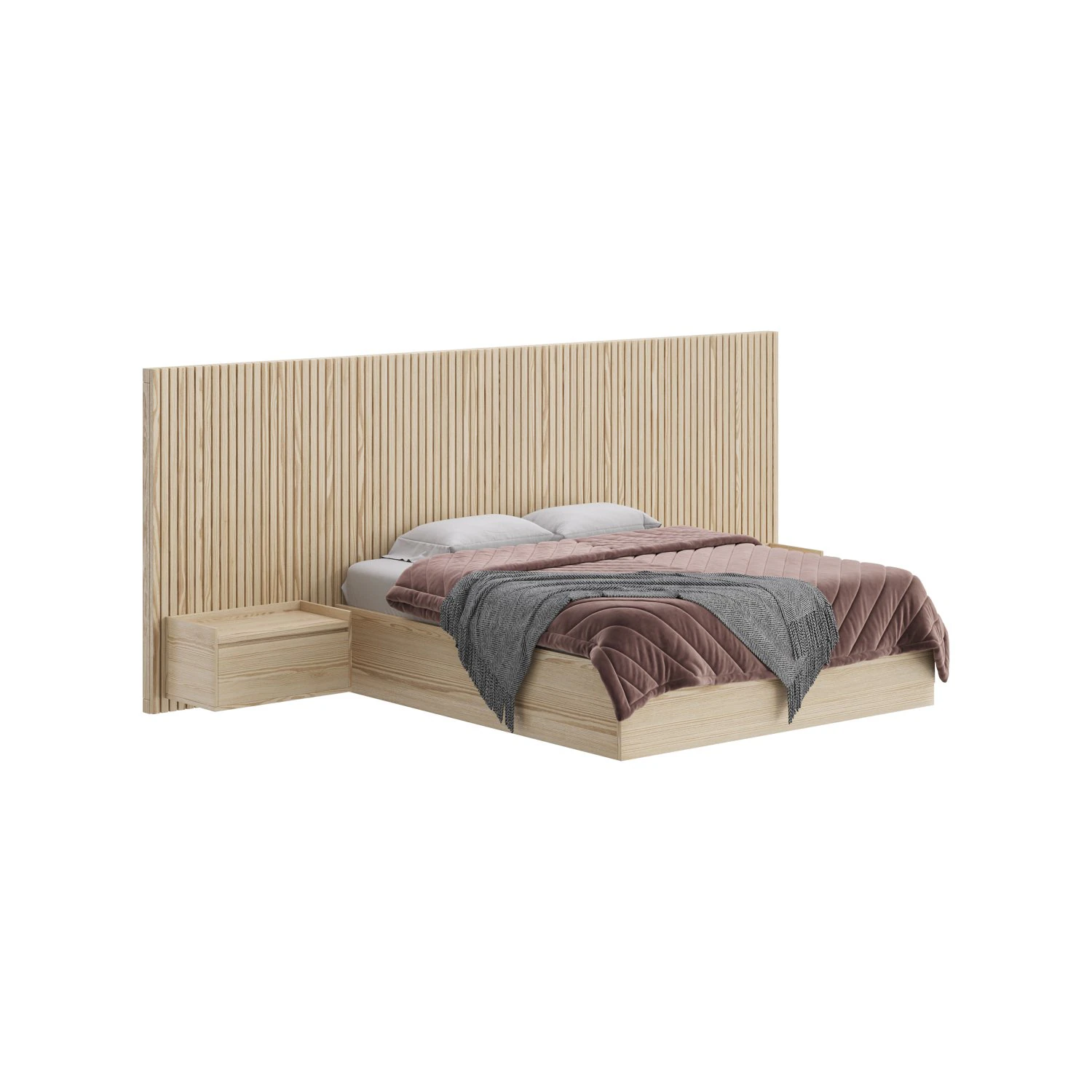 Batten White Oak Storage bed 3D Model .c4d .max .obj .3ds .fbx .stl .blend