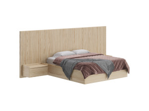 Batten White Oak Storage bed 3D Model