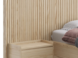 Batten White Oak Storage bed 3D Model