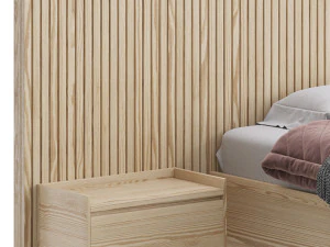 Batten White Oak Storage bed 3D Model