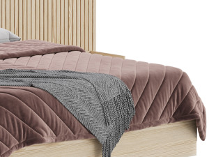 Batten White Oak Storage bed 3D Model