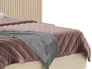 Batten White Oak Storage bed 3D Model