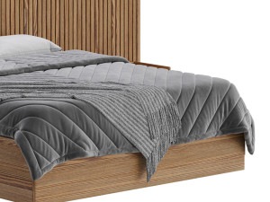 Batten White Oak Storage bed 3D Model