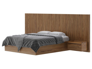 Batten White Oak Storage bed 3D Model
