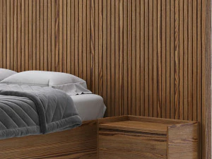 Batten White Oak Storage bed 3D Model