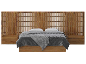 Batten White Oak Storage bed 3D Model