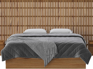 Batten White Oak Storage bed 3D Model