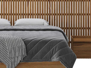 Batten White Oak Storage bed 3D Model
