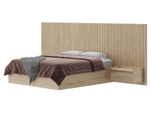 Batten White Oak Storage bed 3D Model