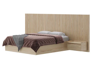 Batten White Oak Storage bed 3D Model