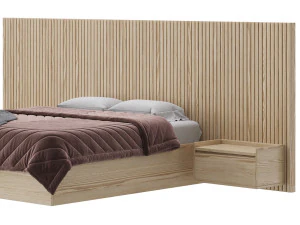 Batten White Oak Storage bed 3D Model