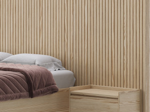 Batten White Oak Storage bed 3D Model