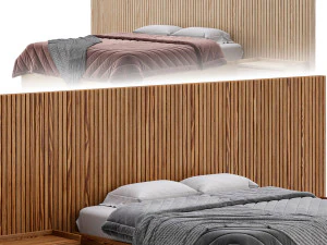 Batten White Oak Storage bed 3D Model