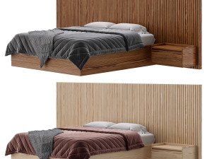 Batten White Oak Storage bed 3D Model