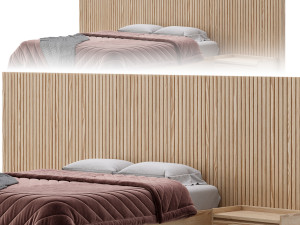 Batten White Oak Storage bed 3D Model