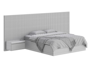 Batten White Oak Storage bed 3D Model