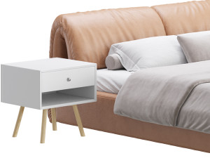 Brown Genuine Leather Bed 3D Model