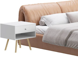 Brown Genuine Leather Bed 3D Model