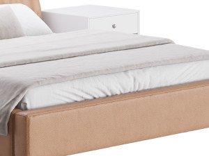 Brown Genuine Leather Bed 3D Model