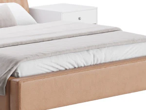 Brown Genuine Leather Bed 3D Model
