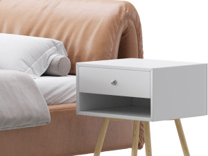 Brown Genuine Leather Bed 3D Model