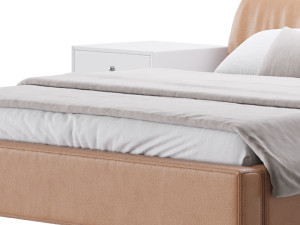 Brown Genuine Leather Bed 3D Model