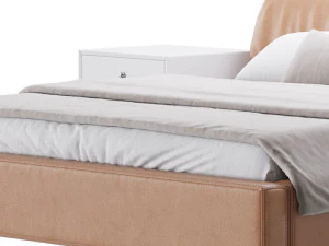 Brown Genuine Leather Bed 3D Model