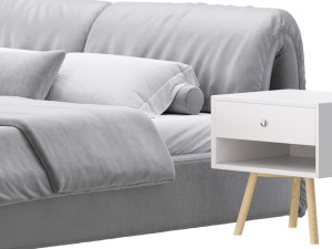 Brown Genuine Leather Bed 3D Model