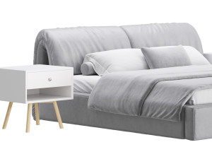 Brown Genuine Leather Bed 3D Model