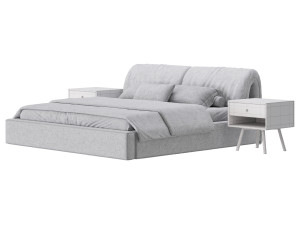 Brown Genuine Leather Bed 3D Model