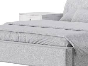 Brown Genuine Leather Bed 3D Model