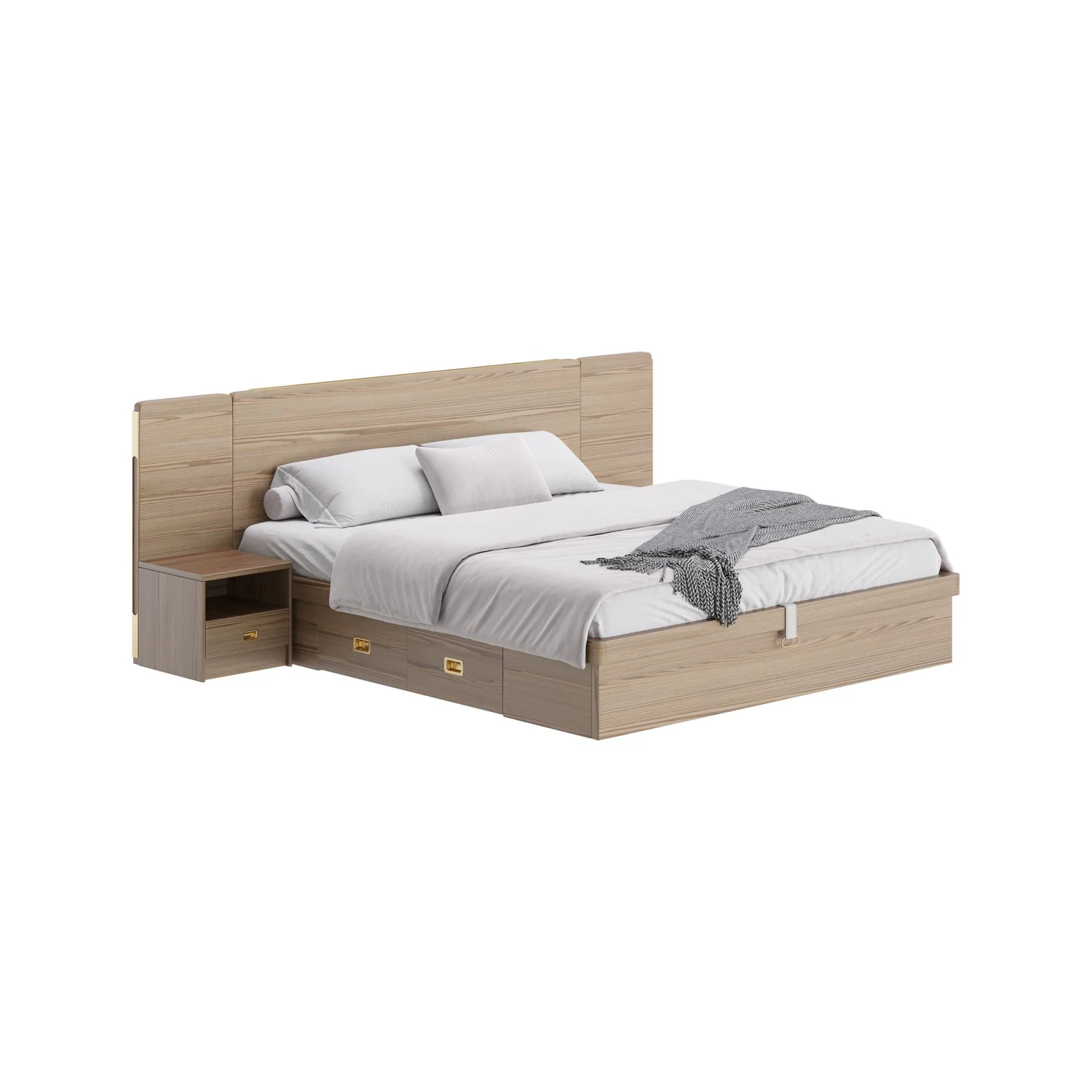 Wooden Panel Bed 3D Model .c4d .max .obj .3ds .fbx .stl .blend